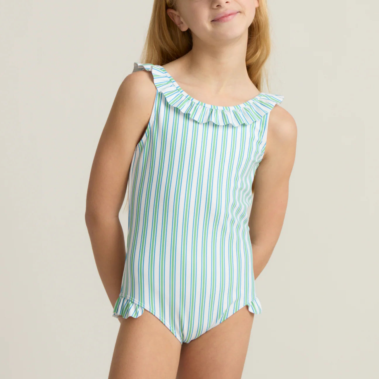 Tamarin Stripe Ruffle Collar One Piece