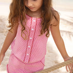 Minnow Blush Dot French Terry Button Tank and Short Set