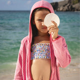 Blush Dot French Terry Hooded Zipper Coverup