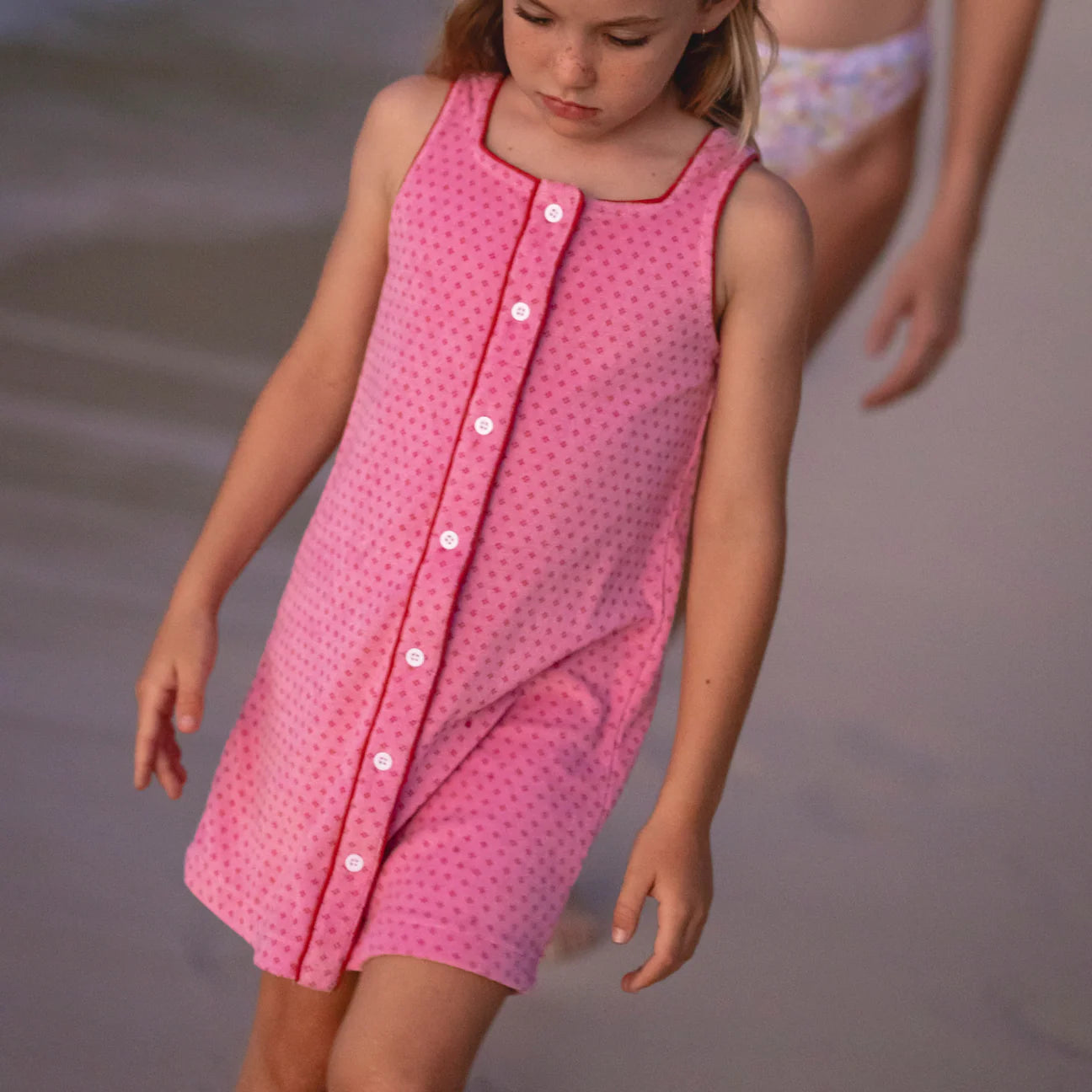 Blush Dot French Terry Button Front Dress