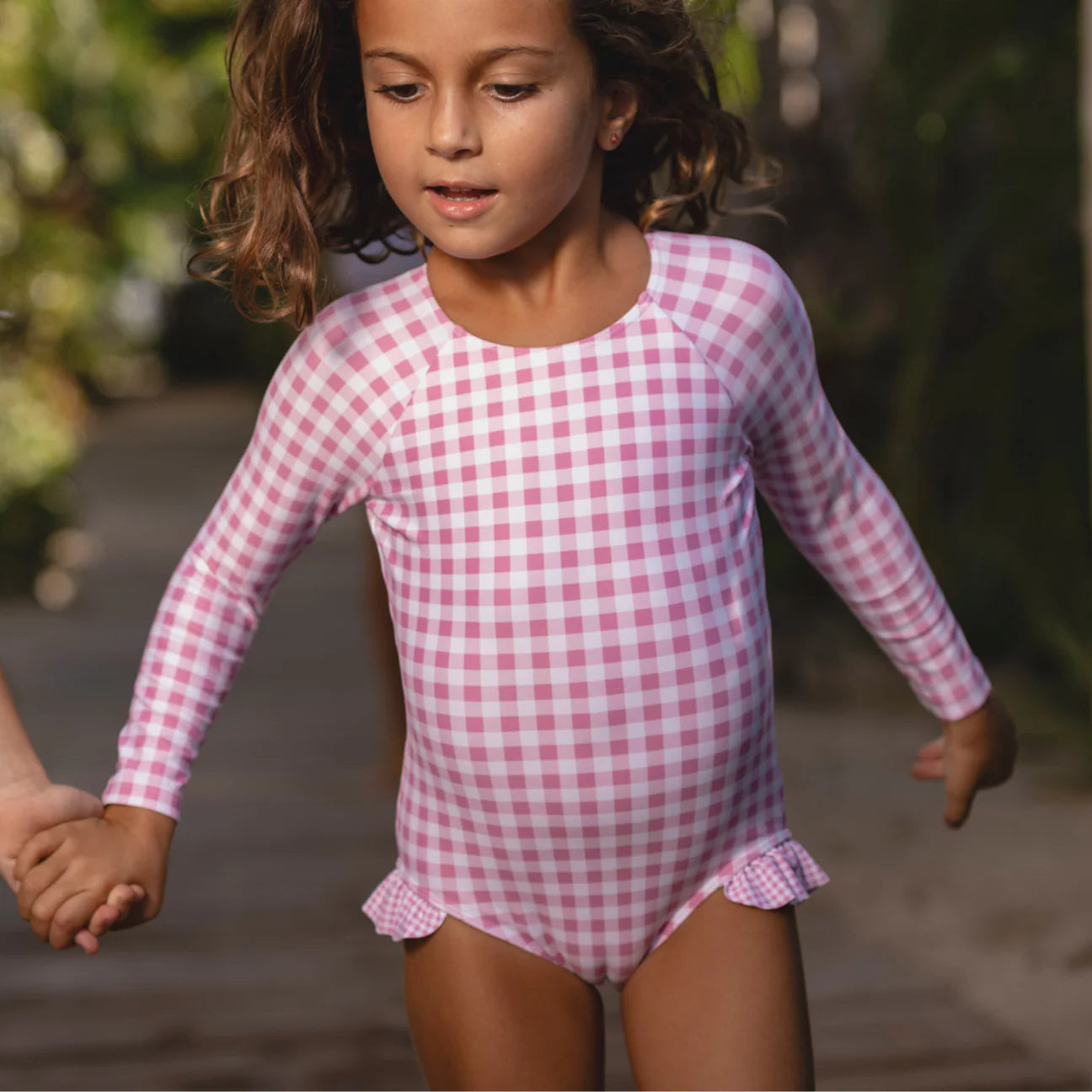 Blush Gingham Rashguard One Piece