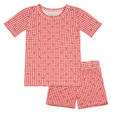 Minnow Cranberry Gingham Shirt and Short Pima Pajama Set