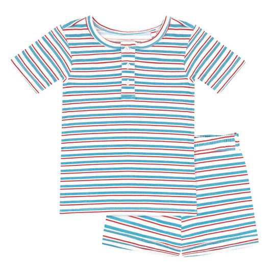 Minnow Jetty Stripe Shirt and Short Pima Pajama Set