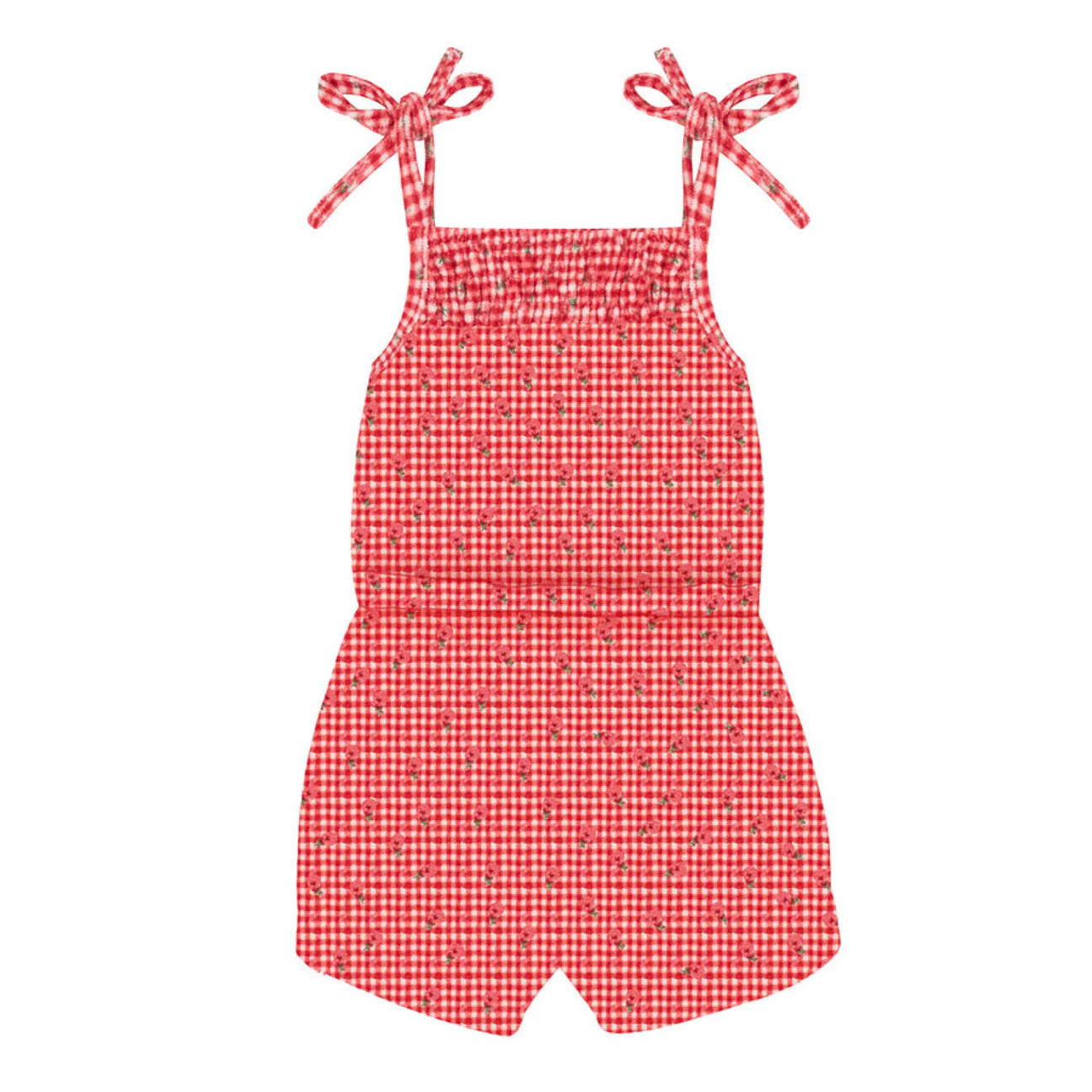 Cranberry Gingham French Terry Romper