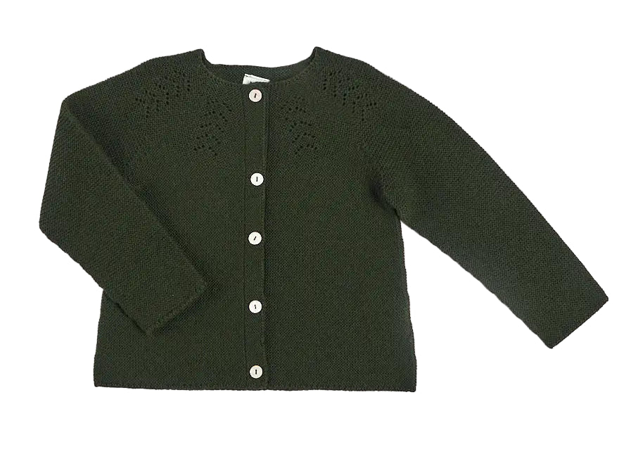 Pepa London Openwork Wool Cardigan in Green