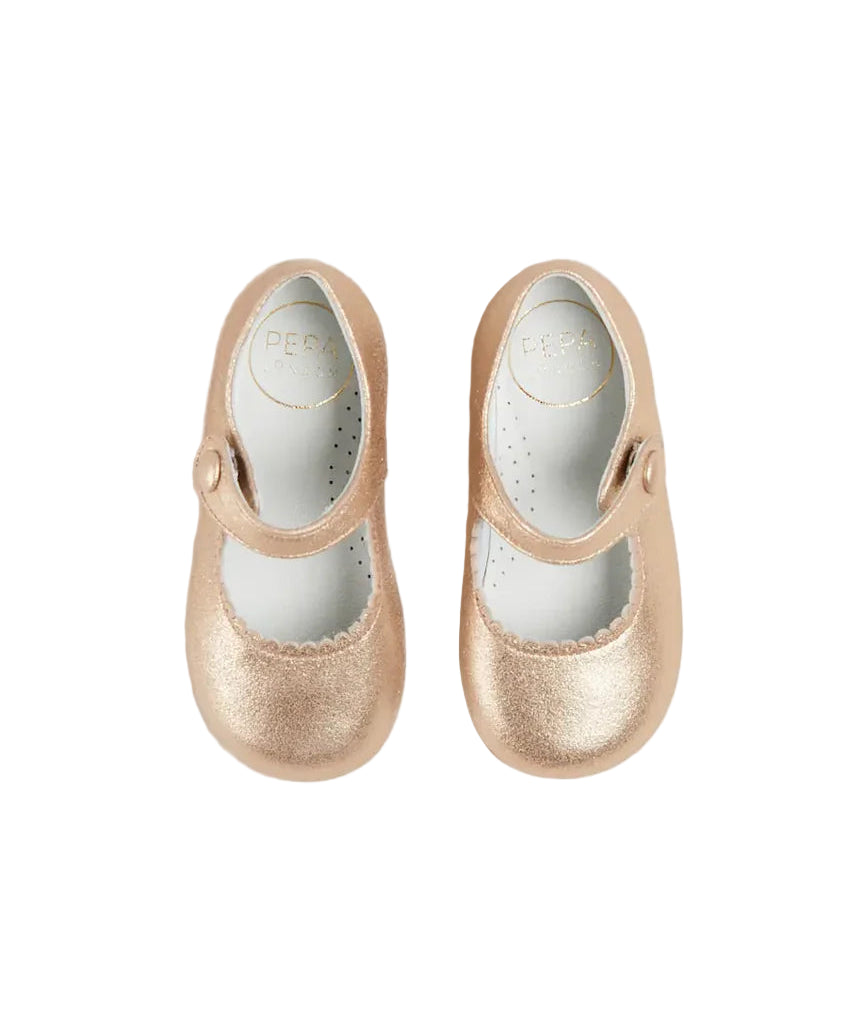 Leather Mary Jane Baby Shoes in Gold 