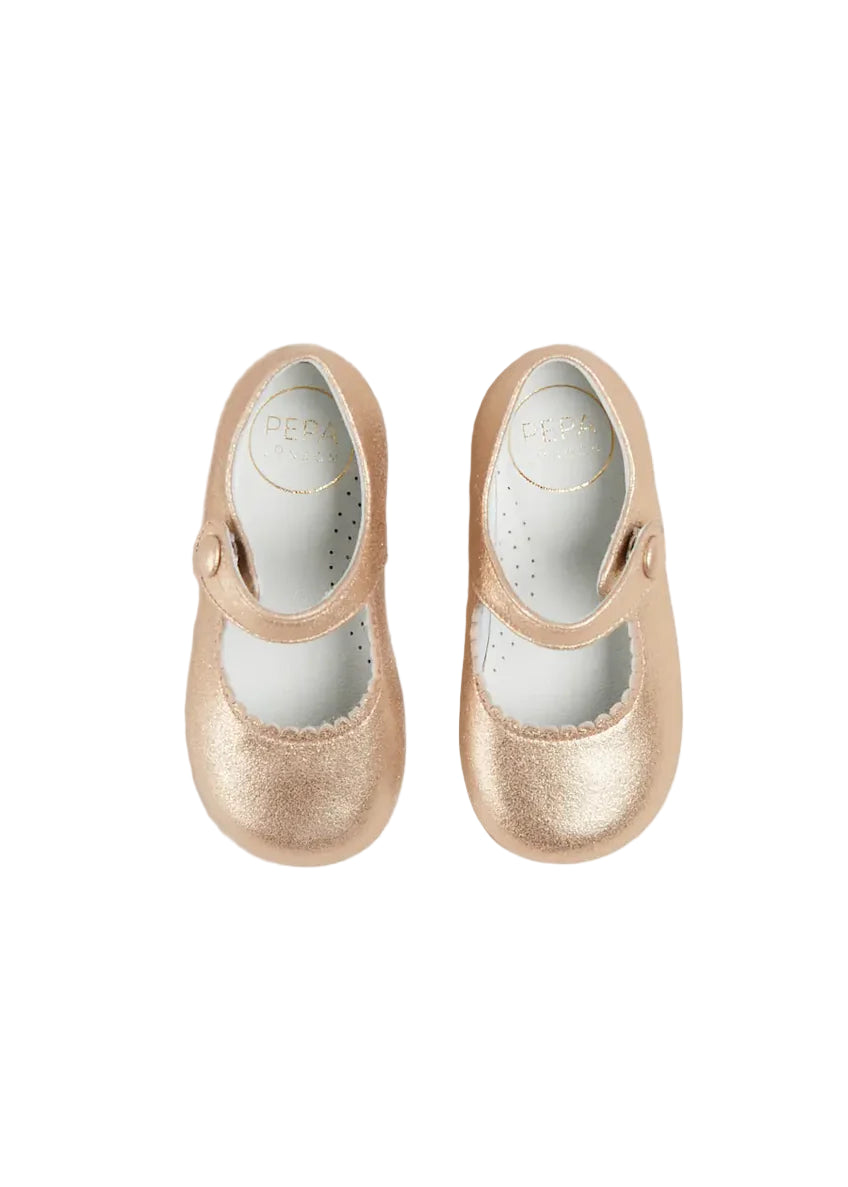 Leather Mary Jane Baby Shoes in Gold 