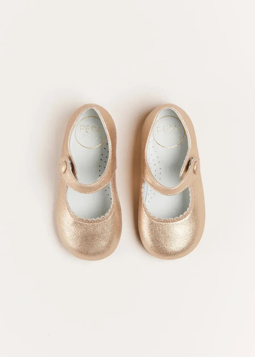 Leather Mary Jane Baby Shoes in Gold