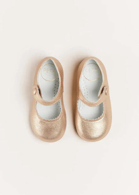 Leather Mary Jane Baby Shoes in Gold
