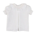 Pepa London Hand Smocked Collar Short Sleeve Blouse in White