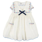 Pepa London Embroidered Mariner Collar Short Sleeve Dress in White