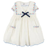 Pepa London Embroidered Mariner Collar Short Sleeve Dress in White