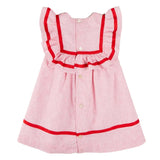 Pepa London Red Striped Ruffle Bib Sleeveless Dress