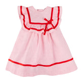 Pepa London Red Striped Ruffle Bib Sleeveless Dress