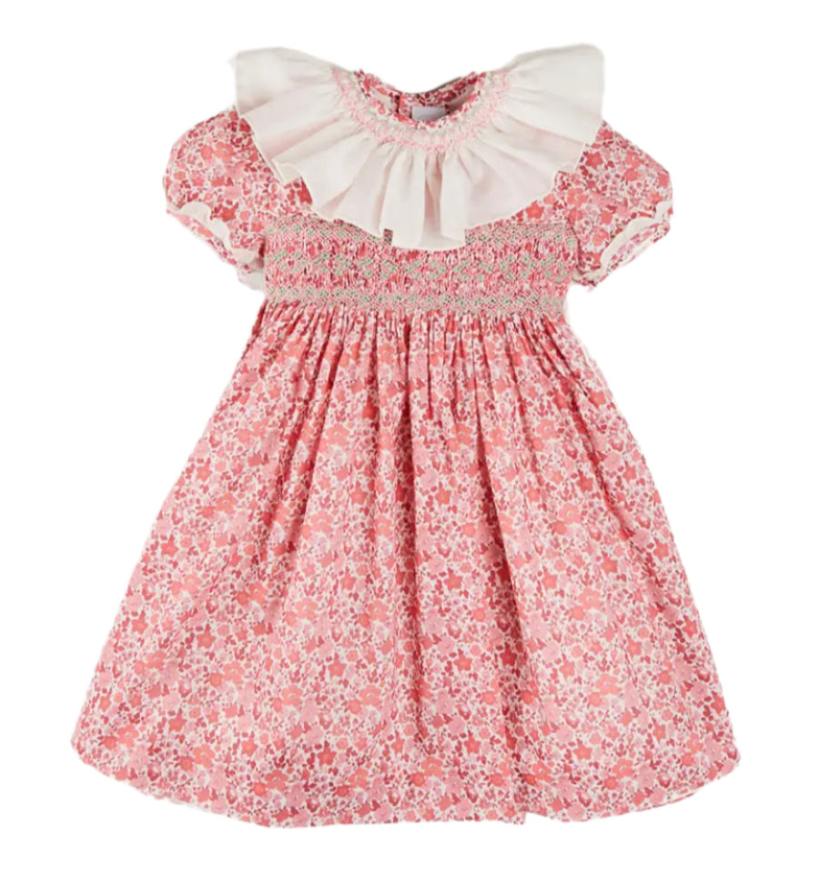 Pepa London Emilia Floral Hand Smocked Ruffle Collar Dress