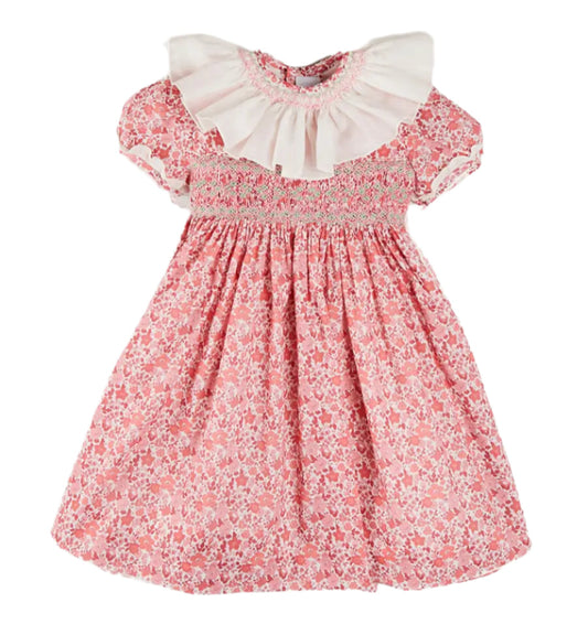 Pepa London Emilia Floral Hand Smocked Ruffle Collar Dress