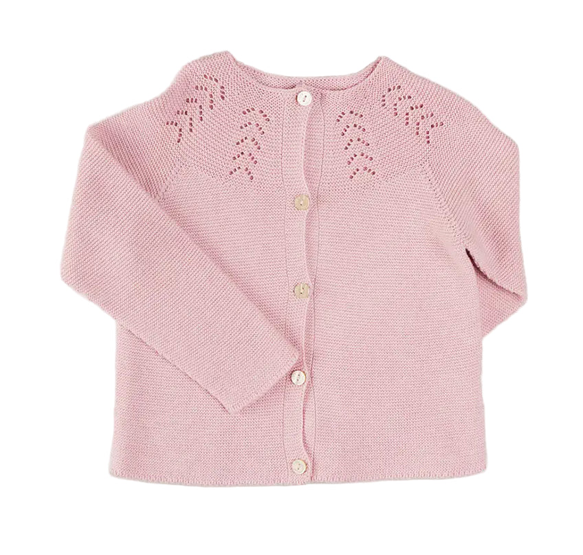 Pepa London Openwork Cotton Cardigan in Pink