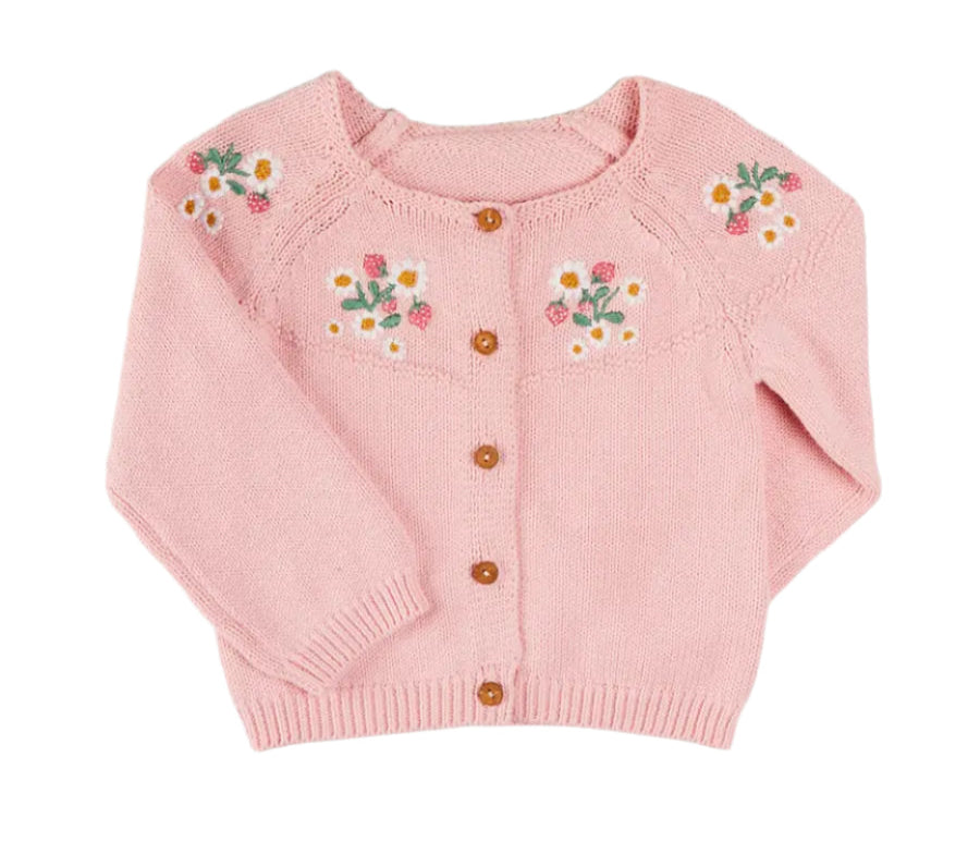 Pepa London Pink Strawberry Embroidery Cardigan 