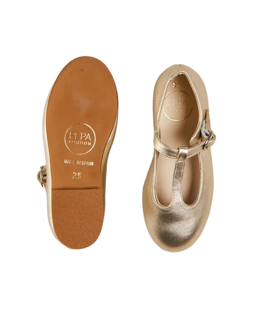 Pepa London Gold Leather Charlotte Shoes