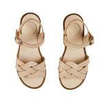 Pepa London Leather Woven Detail Sandals in Beige