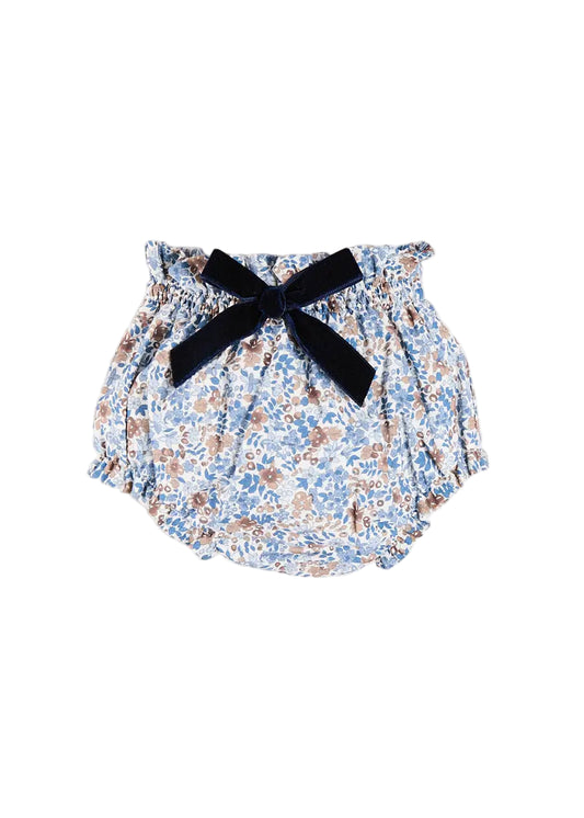 Pepa London Beatrice Floral Velvet Bow Detail Bloomers in Navy