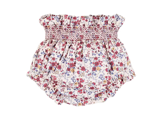 Pepa London Louisa Floral Velvet Bow Detail Bloomers in Burgundy