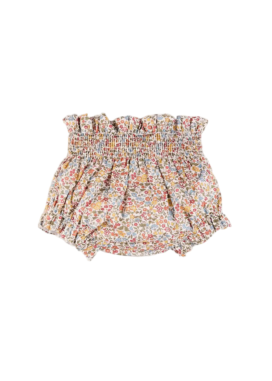 Marianne Floral Hand Smocked Bloomers in Toffee Made with Liberty Fabric