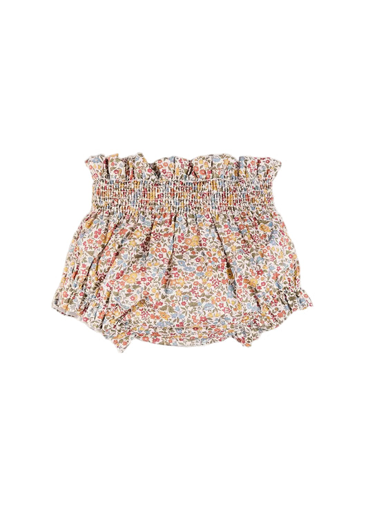 Marianne Floral Hand Smocked Bloomers in Toffee Made with Liberty Fabric