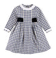 Pepa London Draycott Check Long Sleeve Velvet Bow Dress in Blue