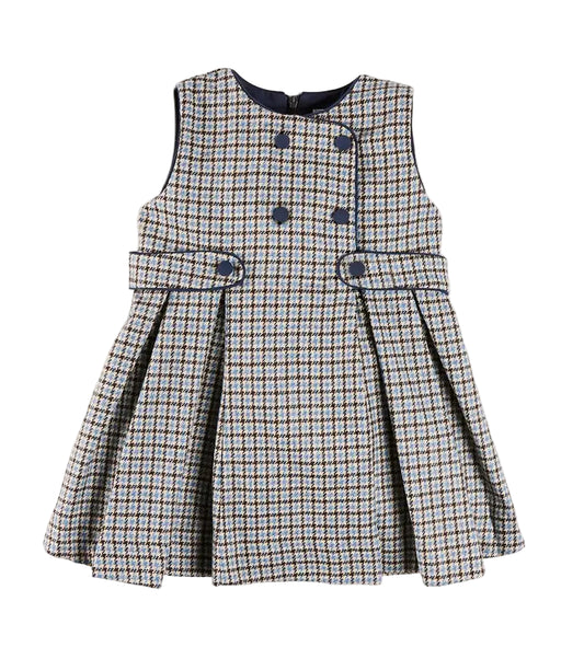 Pepa London Clermont Houndstooth Jacquard Pinafore Dress in Blue