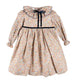 Pepa London Marianne Floral Long Sleeve Velvet Bow Dress in Toffee Made with Liberty Fabric