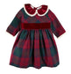 Pepa London Grovesnor Tartan Lace Detail Velvet Bow Dress in Red