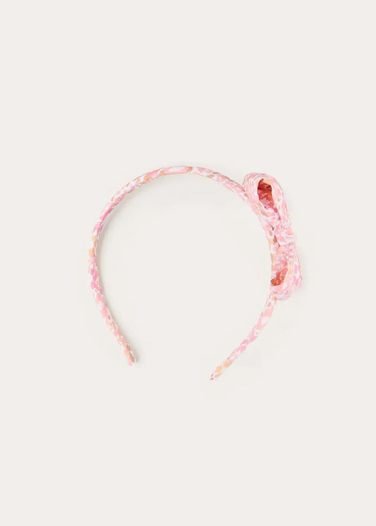 Nellie Floral Medium Bow Hairband in Pink