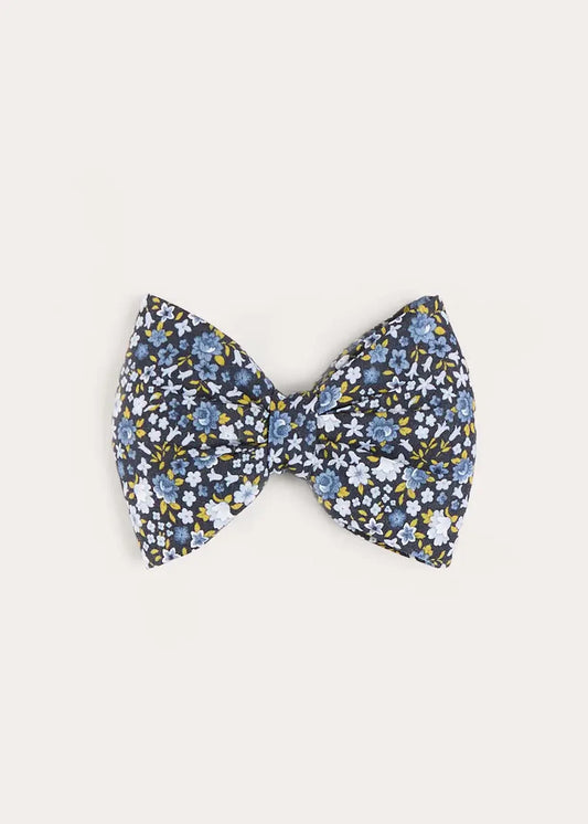 Lydia Floral Medium Bow Hair Clip in Blue