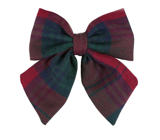 Pepa London Grovesnor Tartan Long Bow Hair Clip in Red
