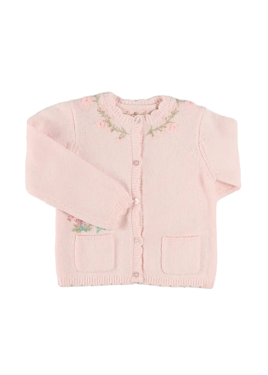 Pepa London Wildflower Embroidered Pocket Detail Cardigan in Pink