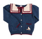 Pepa London Mariner Collar Jacquard Boat Embroidered Detail Cardigan in Navy