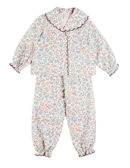 Pepa London Rebecca Floral Scallop Edge Pyjamas in Red