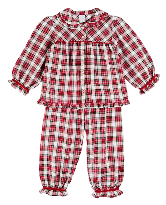 Pepa London Francis Tartan Velvet Trim Pyjamas in Red
