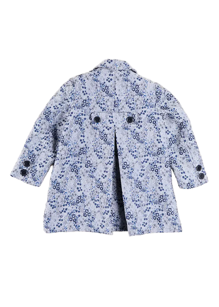 Pepa London Eleanor Floral Jaquard Long Sleeve Coat Coat in Blue