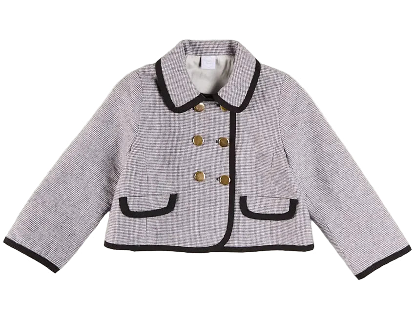 Pepa London Alderney Check Double Breasted Gold Button Jacket in Black