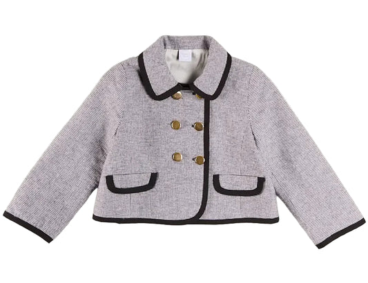 Pepa London Alderney Check Double Breasted Gold Button Jacket in Black