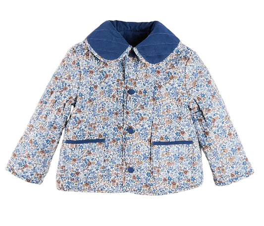Pepa London Beatrice Floral Reversible Quilted Jacket in Blue