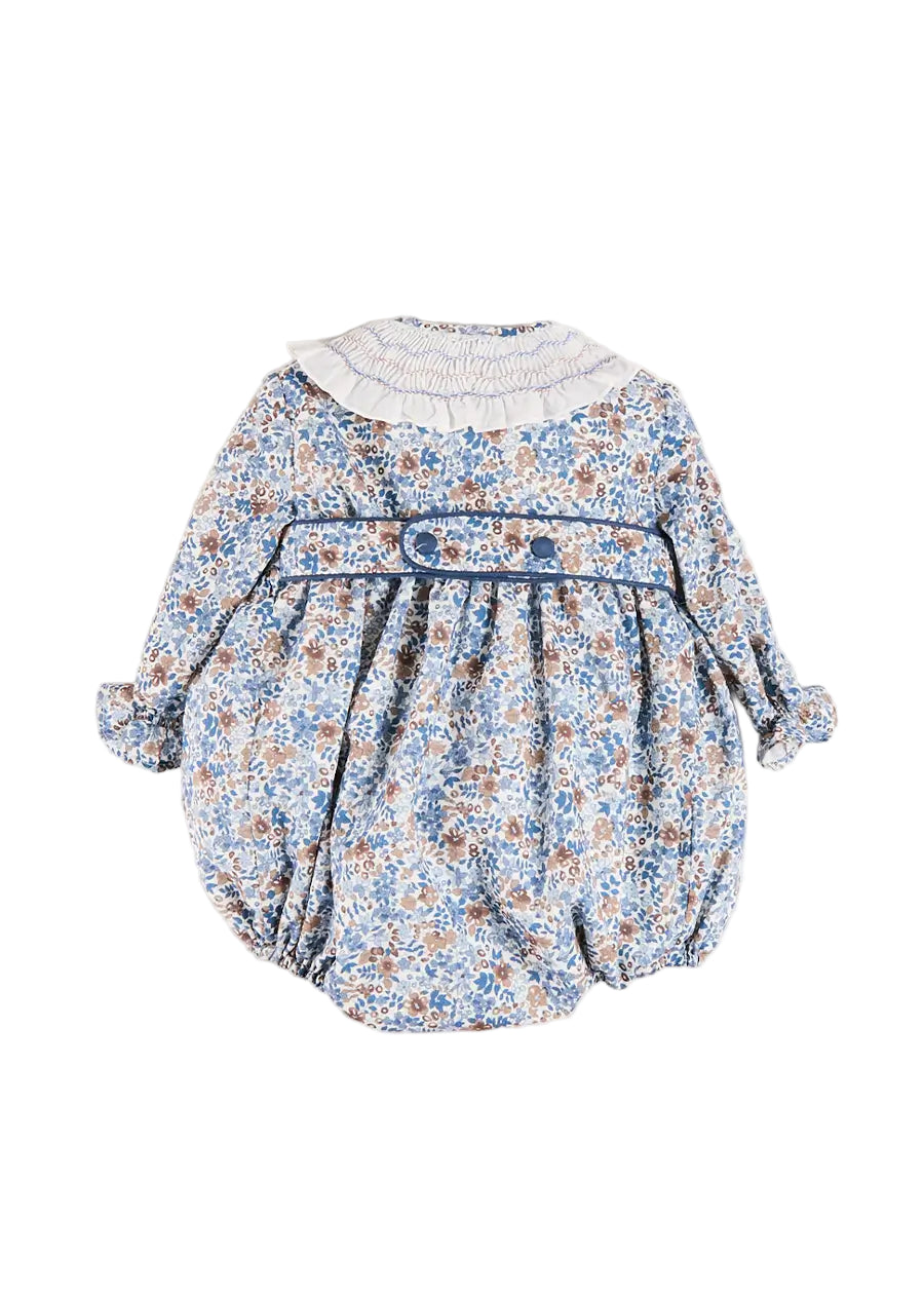 Pepa London Bespoke Children's Clothing Beatrice Floral Hand Smocked Double Breasted Romper