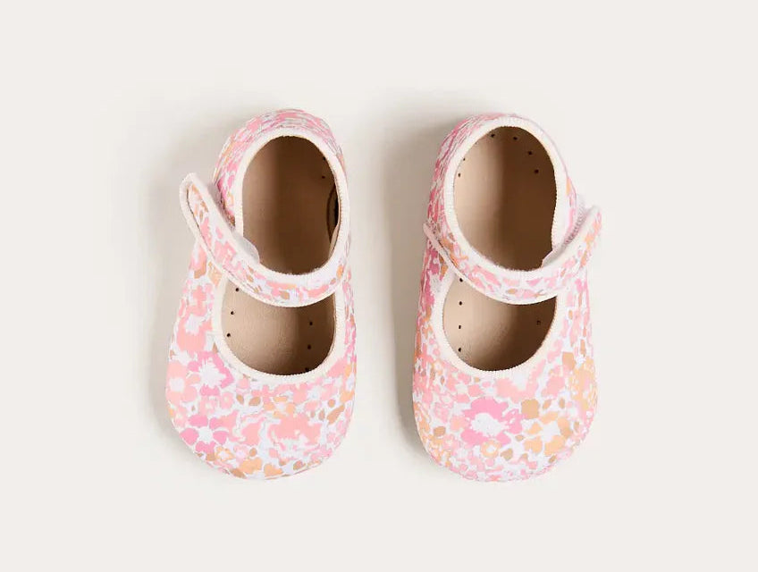 Pepa London Nellie Floral Mary Jane Pram Shoes in Pink