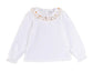 Pepa London Floral Embroidered Collar With Lace Trim Top in Cream 