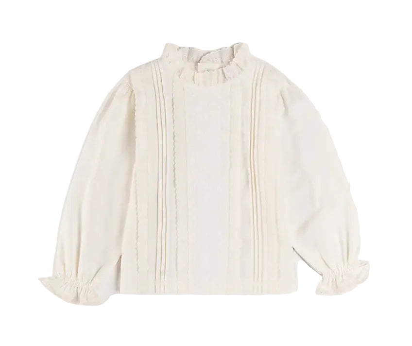 Pepa London Flower Embroidered Lace Detail Top in White