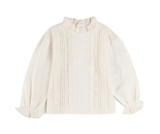 Pepa London Flower Embroidered Lace Detail Top in White