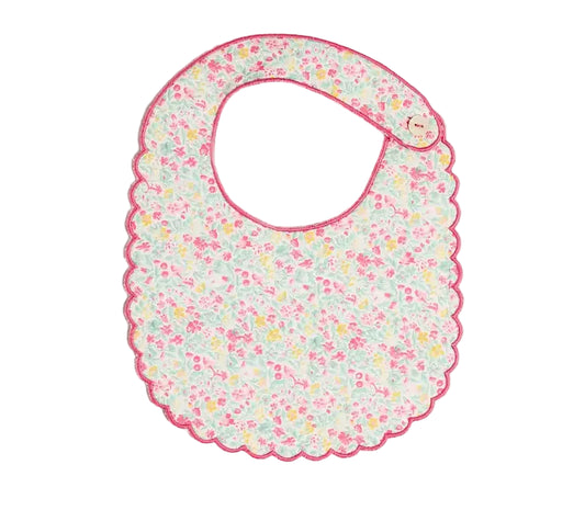 Pepa London Adelaide Floral Scallop Edge Lined Bib in Pink