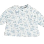 Pepa London Audrey Toile Peter Pan Collar Long Sleeve Blouse in Blue